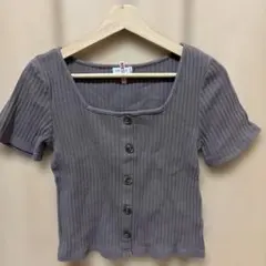 ＩＮＧＮＩリブ編み グレー 半袖Tシャツ