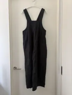 ナチュラン　LILASIC コットンリネンサロペットパンツ　チャコール