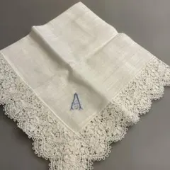 MALL LUXURY レースハンカチ ホワイト イニシャルA