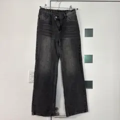 未使用　ブラックデニムワイドレッグパンツ　ストレートデニム　ワイドデニム