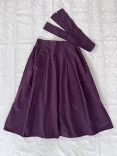 GU パープル リボンベルト付 ウエストゴム プリーツ ロングスカート 美品