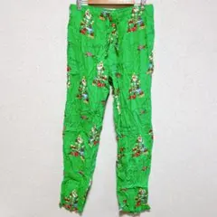 美品 オールドネイビー クリスマス柄 イージーパンツ ストレート 【M】 緑 綿