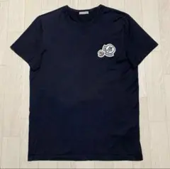 美品］モンクレール ワッペン L ネイビー Uネック Tシャツ 4S490