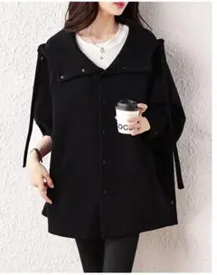 フード付き パーカー アウター オシャレデザイン イレギュラー 無地 着痩せ