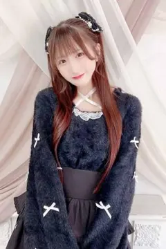 MARS チビリボンケープ風ニット ブラックホワイト