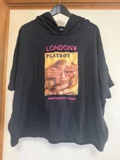 1035 PLAYBOY フード付き ブラック Tシャツ 3L