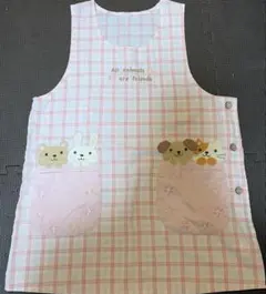 動物イラスト付きピンクエプロン