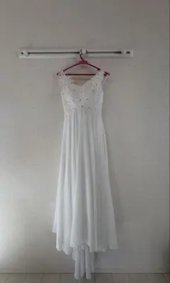 ホワイト ノースリーブ Aライン ウェディングドレス