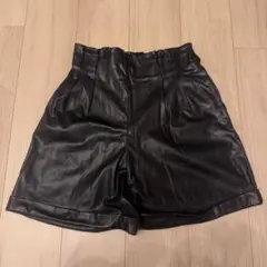 レザーショートパンツ ハーフパンツ ブラック 黒