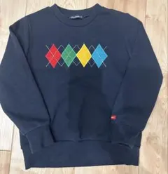 ダイヤモンド柄刺繍トレーナー ネイビー