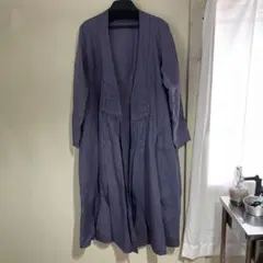 アナンダマイド アオザイ風はおり リネン100% ブルーグレー ワンピース 