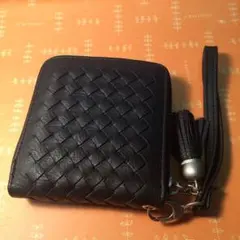 「ブラック」ミニ財布 二つ折り ☆タッセル+ストラップ☆