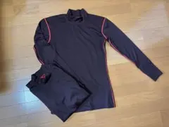 Lサイズ 黒赤 長袖ハイネックシャツ