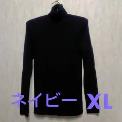 UNIQLOレディースエクストラファインメリノリブタートルネック ネイビーXL