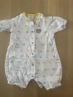 ミキハウス ツーウェイオール 50-60cm 新生児 動物柄 クマ刺繍