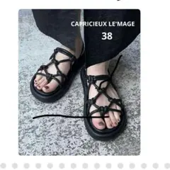 【CAPRICIEUX LE'MAGE】ノット厚底サンダル ブラック 38のサムネイル