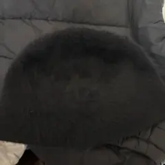 黒いファー風バケットハット 冬用 韓国 帽子