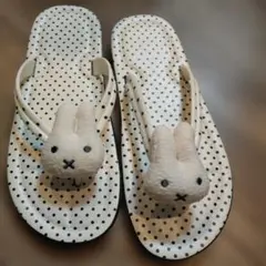 うさぎモチーフ ドット柄 ルームサンダル 40-41