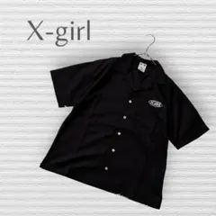 【エックスガール】オープンカラーロゴシャツ　黒　M オーバーサイズのサムネイル