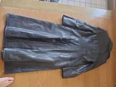 ブラックレザー ロングコート ダブルブレスト