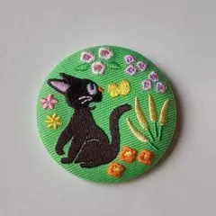 ジブリ 魔女の宅急便 刺繍缶バッジ ジジ ブローチ