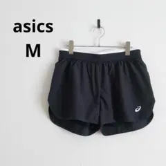 アシックス▶スポーツショートパンツ 黒 白 ロゴ ランニング トレーニング Mのサムネイル