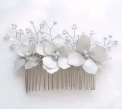 髪飾り 白パール ヘアコーム ブライダル 成人式 卒業式 結婚式 ハンドメイド