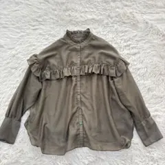 coen コーエン トップス ブラウス フリル ブラウン 長袖 Mのサムネイル