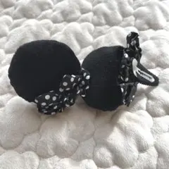 ミニーマウス　耳　ヘアピン 水玉リボン