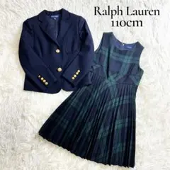 美品✨ラルフローレン 2点セット ジャケット ワンピース 金ボタン チェック 紺