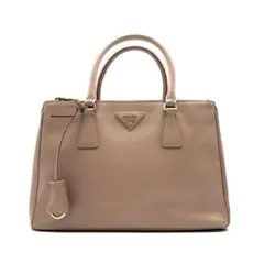 極美品 プラダ ガレリア サフィアーノ ハンドバッグ 三角ロゴ 白タグ ピンク