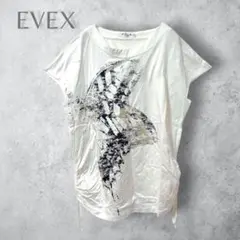 【EVEX】　サイド絞り可　半袖Tシャツ　プリント　42 コットン　ゆったりのサムネイル