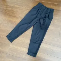 テーバードパンツ　ウエストリボン　黒