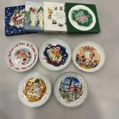 신품 미사용 ペコちゃん＆ポコちゃん クリスマス絵皿 食器 ５枚
