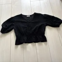 earth レース 半袖 クロップドトップス