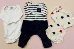 Petit Bateauプチバトー 60cm カバーオール＋長袖肌着2枚セット