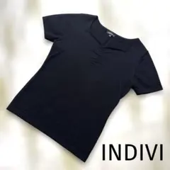 INDIVI インディヴィ 半袖ニット ブラック サイズ38 毛100%