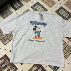 ふ*う様 ディズニー ミッキー 半袖 Tシャツ レディースゆったりLサイズ　グレ