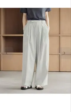 conte リネン100% デニムライク タック ワイドパンツ - メルカリ