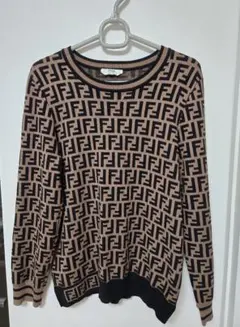 フェンディ　長袖トップス　トップス　総柄　ロゴ　高見え　イタリア製　ブラウン 楽天市場】FENDI(フェンディ) ズッカ柄 ニット トップス アパレル
