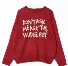WudeBoy 手書きジャガードニット　レッド　Lサイズ