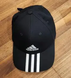 adidas 3本ライン 黒キャップ　キッズ