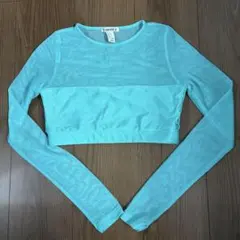 FOREVER 21 アクアブルー クロップド長袖トップス