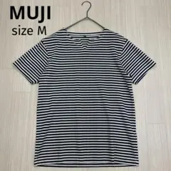 ◆ 無印良品 MUJI ボーダー Vネック 半袖 Tシャツ プルオーバー M