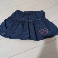 デニム風スカート 120サイズ ハート刺繍のサムネイル