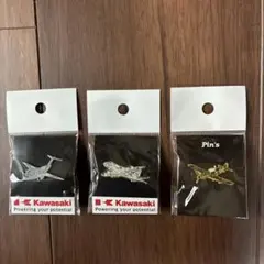 Kawasaki ピンバッジ 3個セット 航空機デザイン