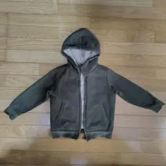 ユニクロ　ボアパーカー　120　フルジップ　オリーブグリーン
