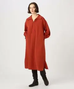 美品♡Ballsey ドライクロススキッパーカラーワンピース ダークオレンジ