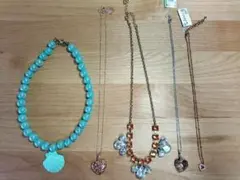 ネックレス 5点セット ブルー ピンク ハート キラキラ 夏 ガラスのサムネイル
