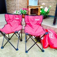 コールマン アウトドアチェア 2脚セット レッド 収納袋付き Coleman Coleman アウトドアチェア 赤 収納ケース付き コールマン 2脚セット
